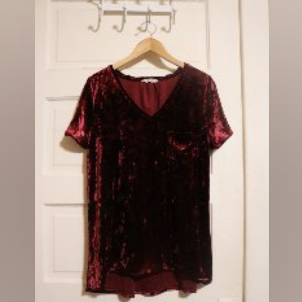Burgundy Velvet T-Shirt